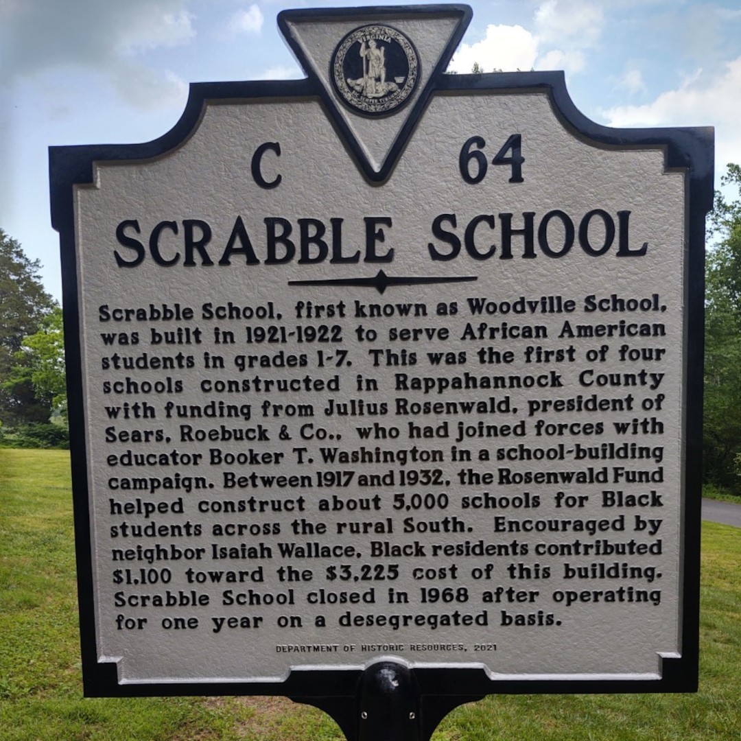 Historical Marker for the Scrabble School in Rappahannock County, Virginia
